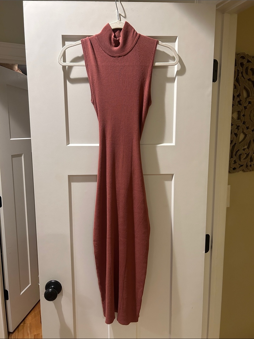 Fashion Nova Sleeveless Mock Neck Midi Dress in Dusty Rose